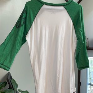 Mens 3/4 length sleeve tee. Size medium. White and green.